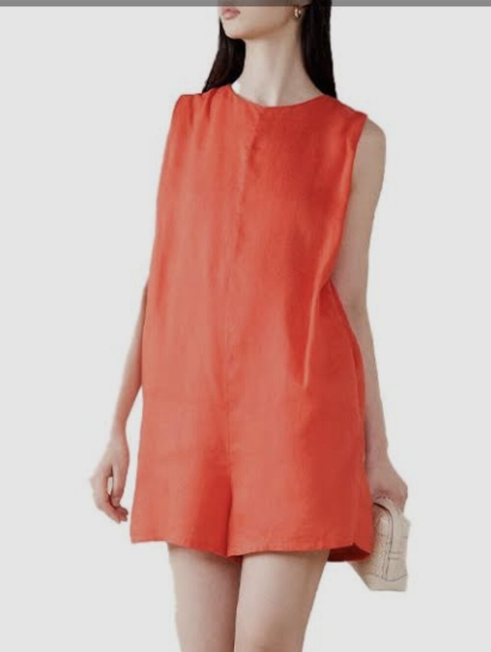 Banana Republic Pinnacles Linen Shorts Romper Coral Women’s XL